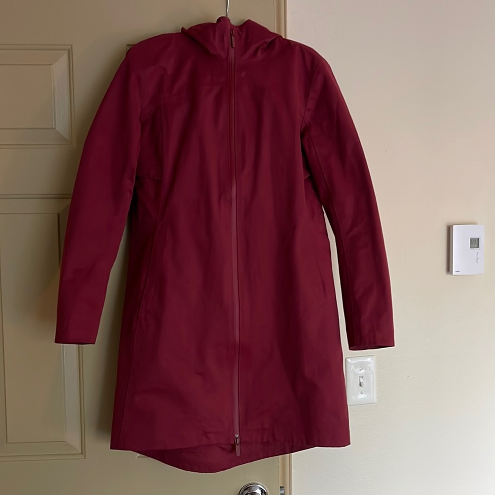 Red lululemon long rain coat